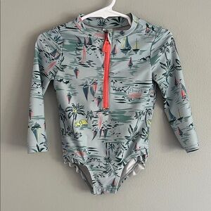 Carter's Kids Swim Rashguard - Gray with Pink and Green Accents